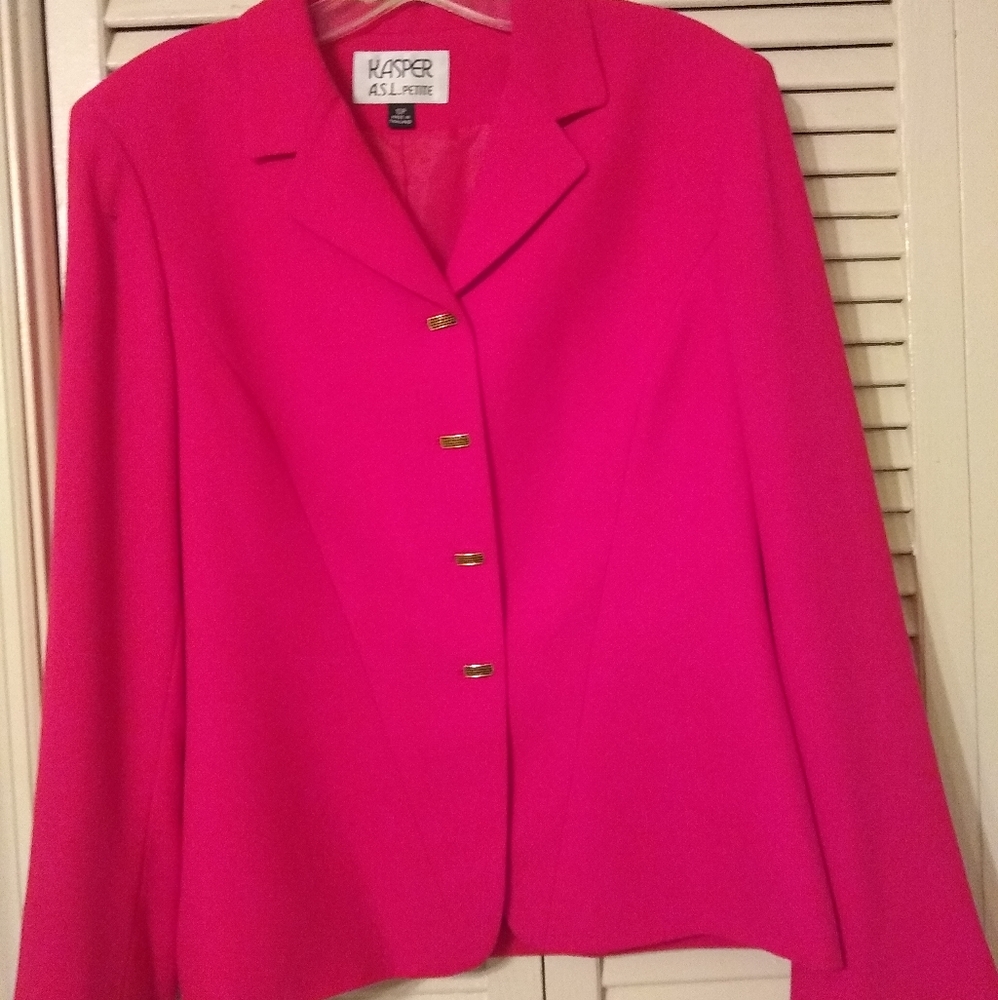 Kasper A.S.L. Petite 2-piece suit, 10P, Fuchsia/Hot Pink, Like New